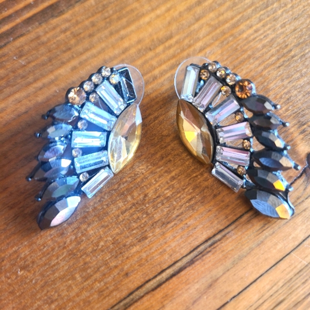 Express Black Crystal Chandelier Earrings